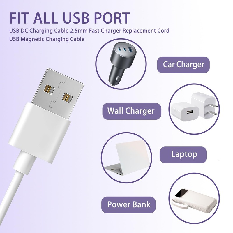 2 PCS Vibrator Charger DC Charging Cable Magnetic USB & 2.5mm Charger Set for... gallery