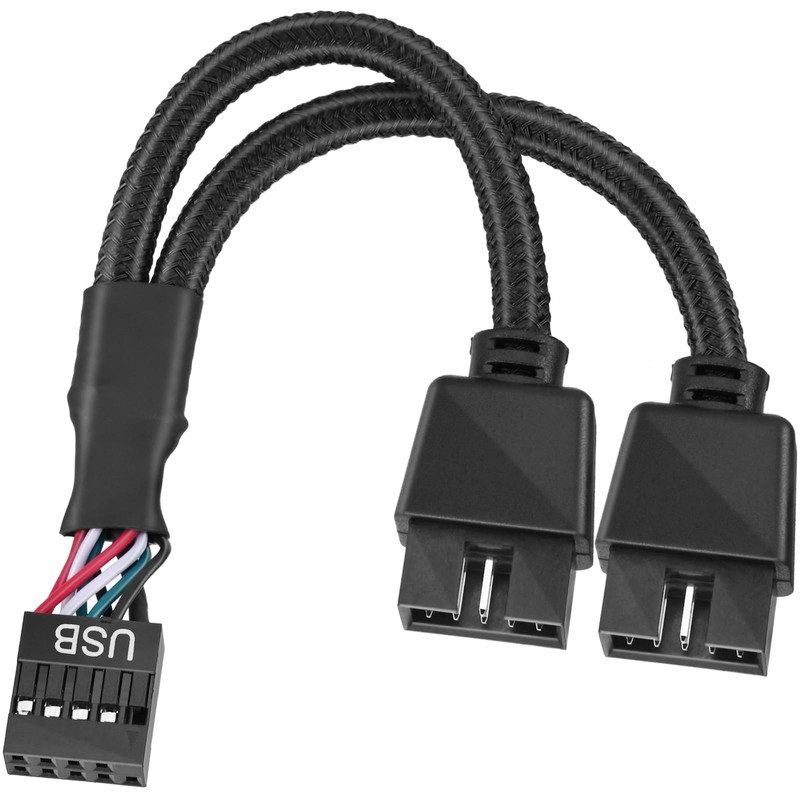 Motherboard USB 2.0 to Dual 9 Pin Extension Cord, 9-Pin USB Header 1 Female t... gallery