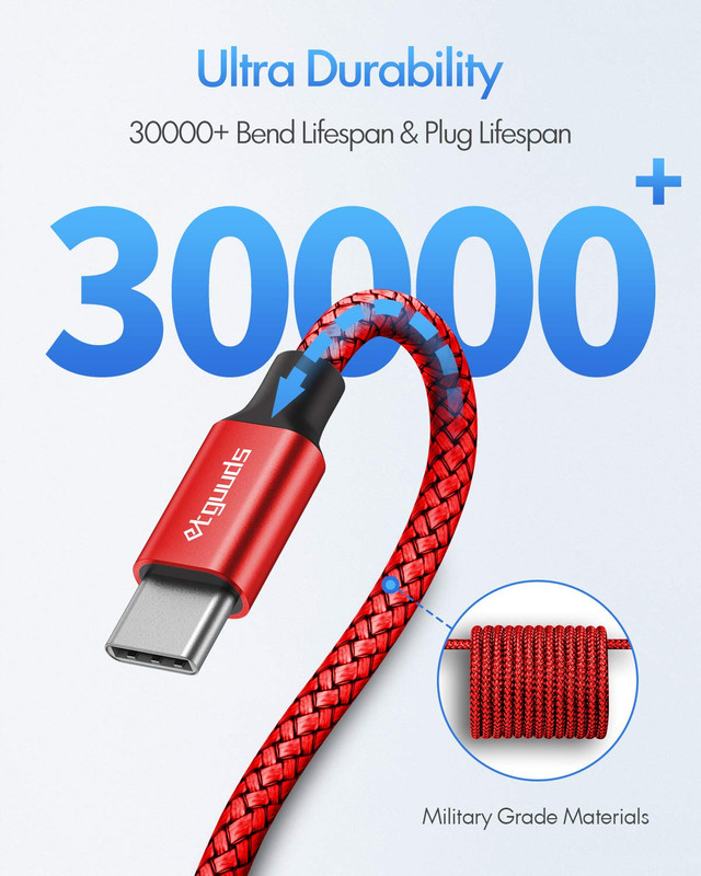 Etguuds [16Ft/5M] Long USB C to USB C Cable, Type-C to Type-C 2.0 Fast PD Charge gallery