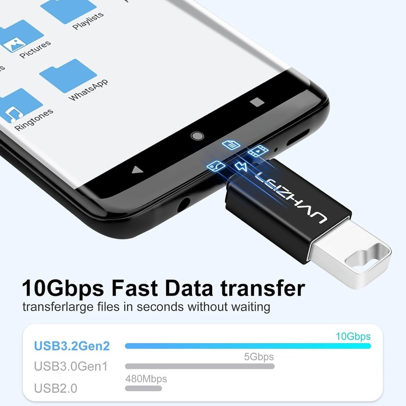 Powerful USB 3.0 to Type-C 2-Pack - Straight & Angled Adapters Included gallery