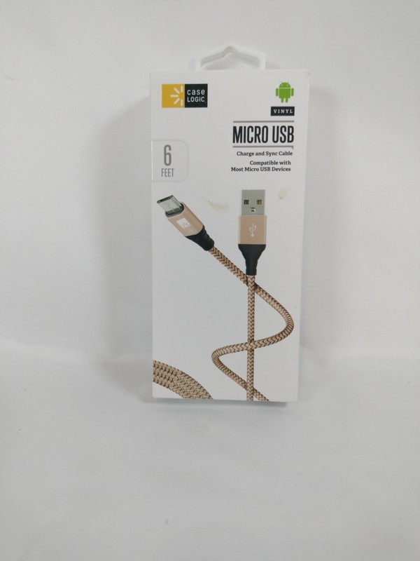 Case Logic Vinyl Micro USB Charge/Sync Cable 6FT Goldish