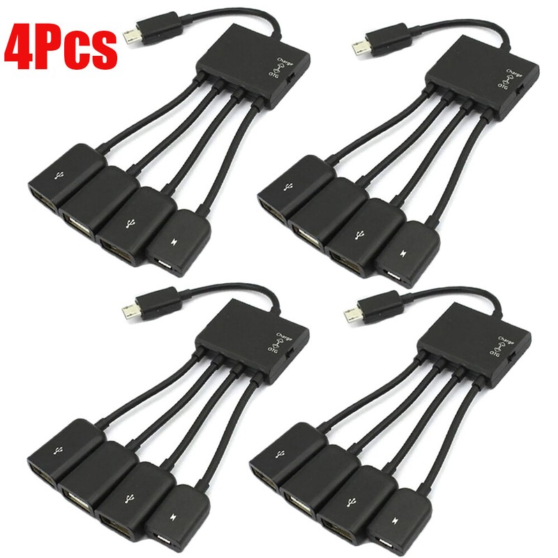 4PCS Micro USB Charging OTG Hub Splitter Cable for Phone Android Tablet 4 In 1