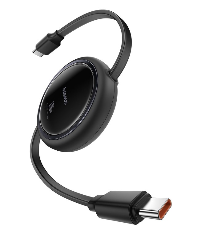100W Retractable USB C To Type C Cable Fast Charging Power Cord Black 3.3 Ft