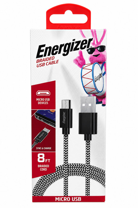 Energizer 8FT Micro USB Cable Nylon Braided Fast Charging Sync Charger Cord New