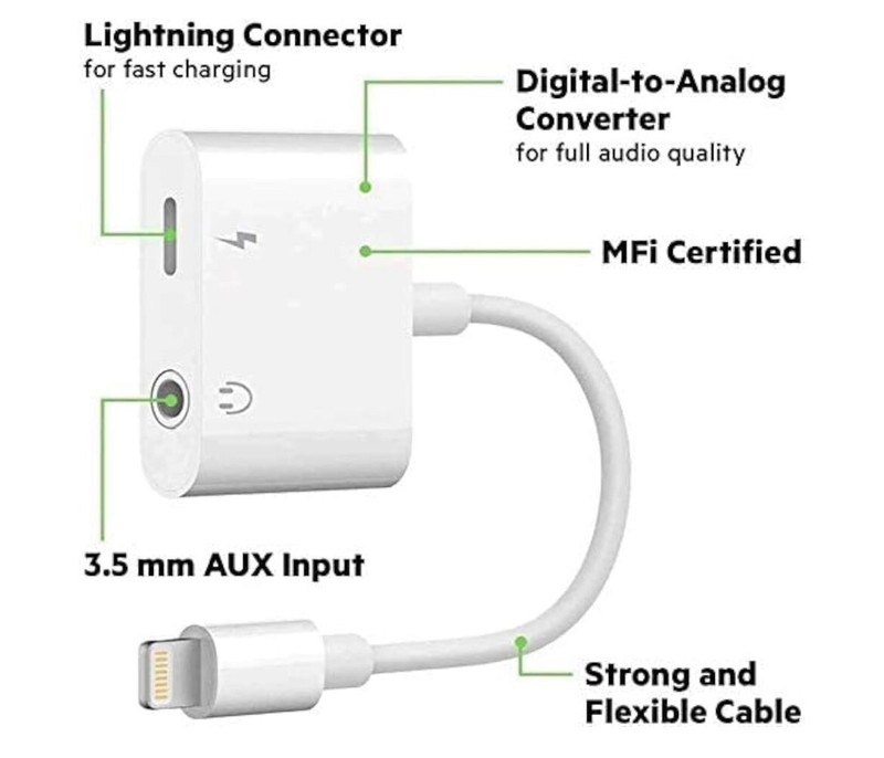 2 IN 1 Headphone Adapter Jack to 3.5mm AUX Cord