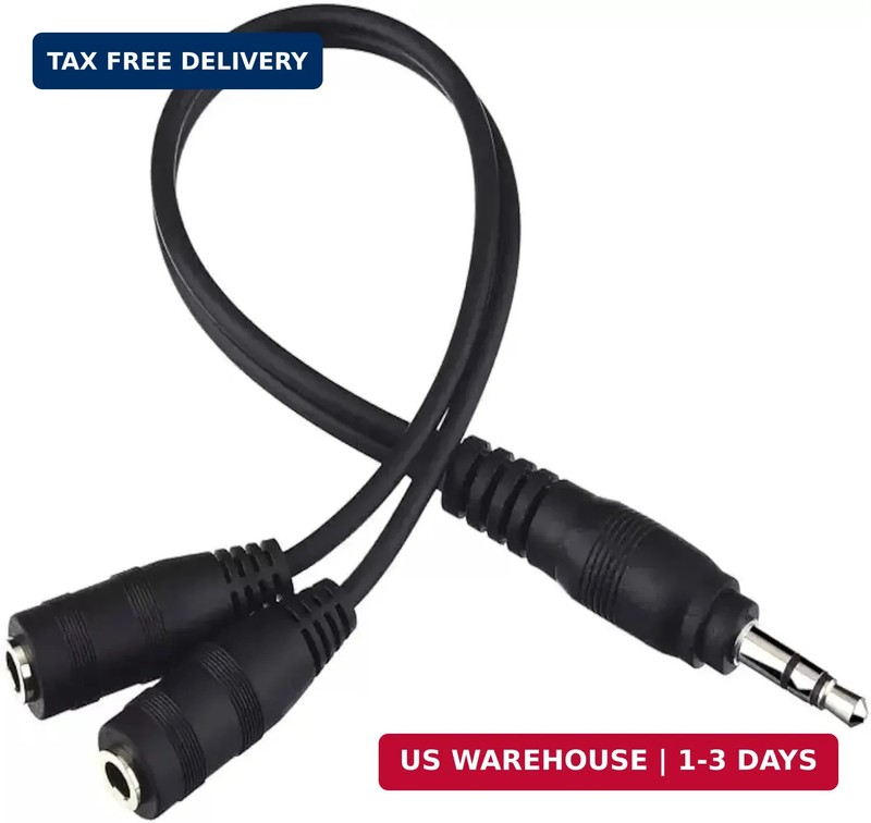 ienza Headphone Splitter for 2 Headphones/Aux Splitter 1 in 2 Out / 1 Audio Jack
