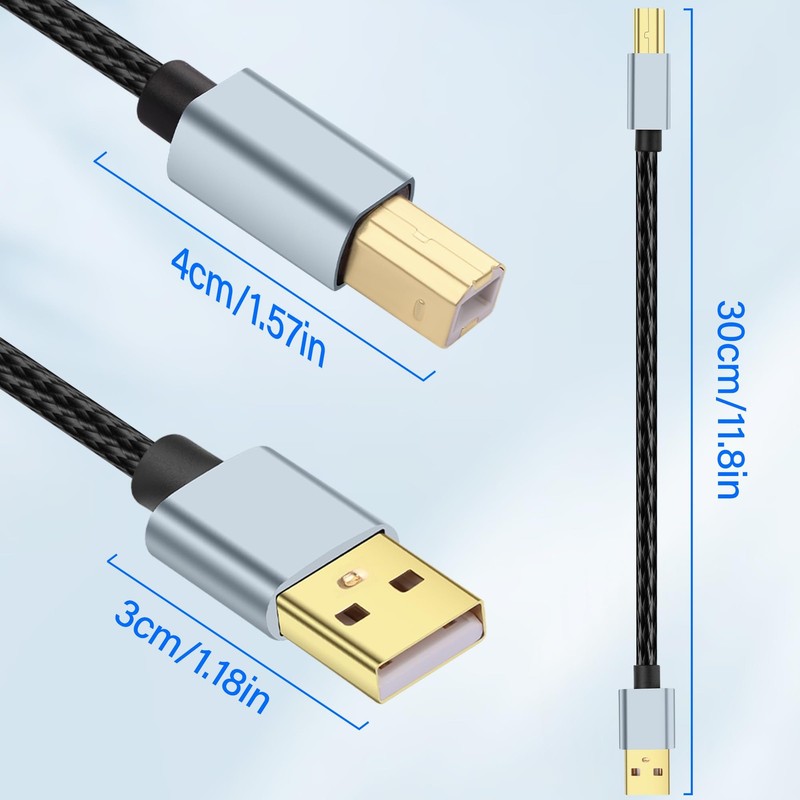 1 Ft USB A to USB B Printer Cable 2.0 Type A Male to B Male High Speed 2 PCS gallery