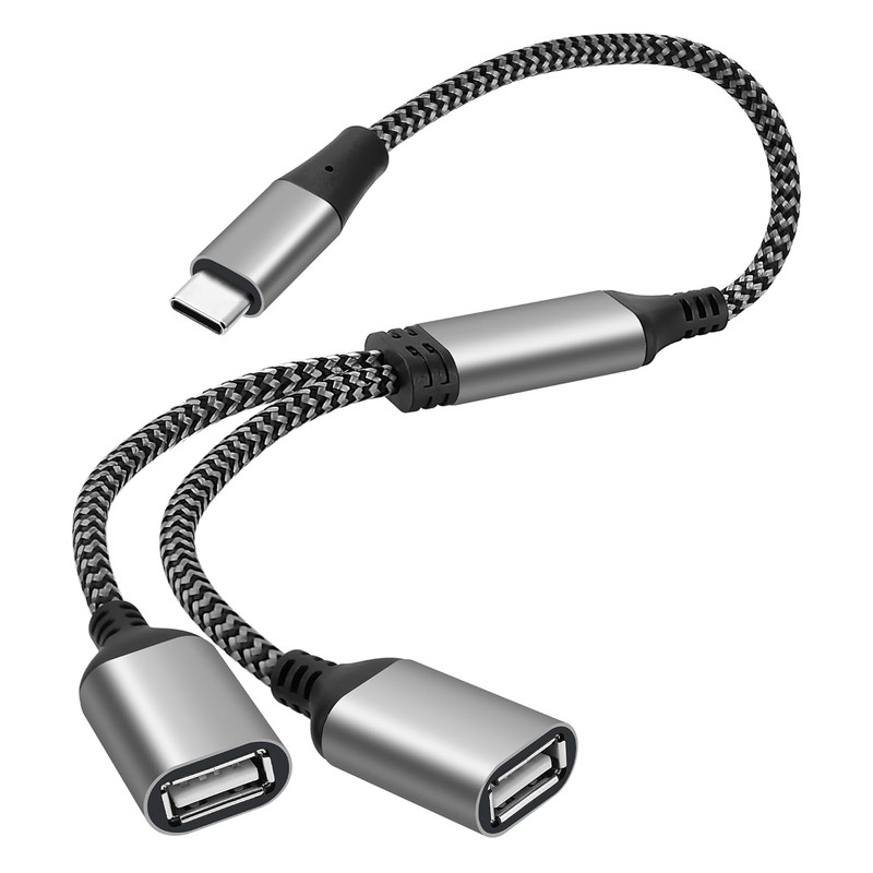 USB C Splitter 1-In-2 Out Y-Adapter Cable 1Feet, USB Type-C Male to Dual 2