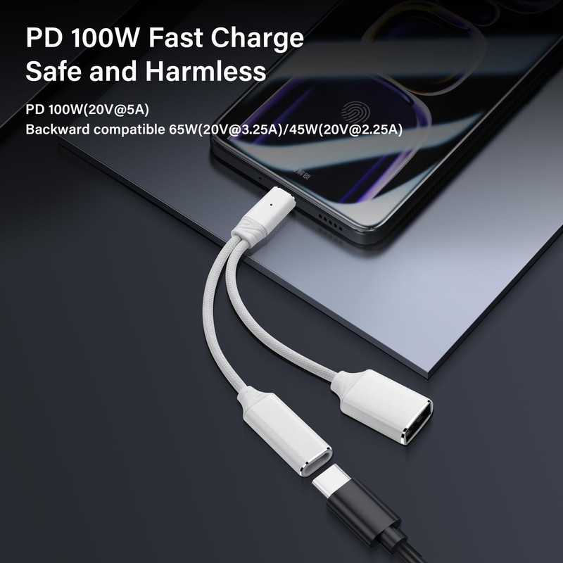 1 In 2 USBC To USB OTG Adapter Splitter Type C Male To USB A Female 100W PD gallery