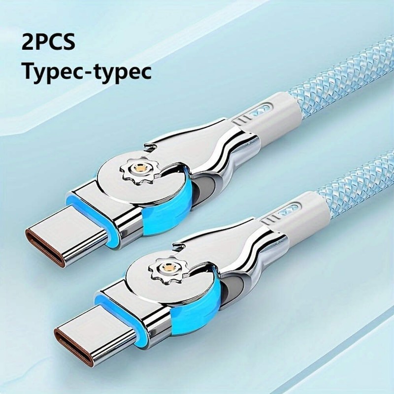 2-piece-universal-fast-charging-data-cable-type-c-with-light-double-elbow-rotati gallery