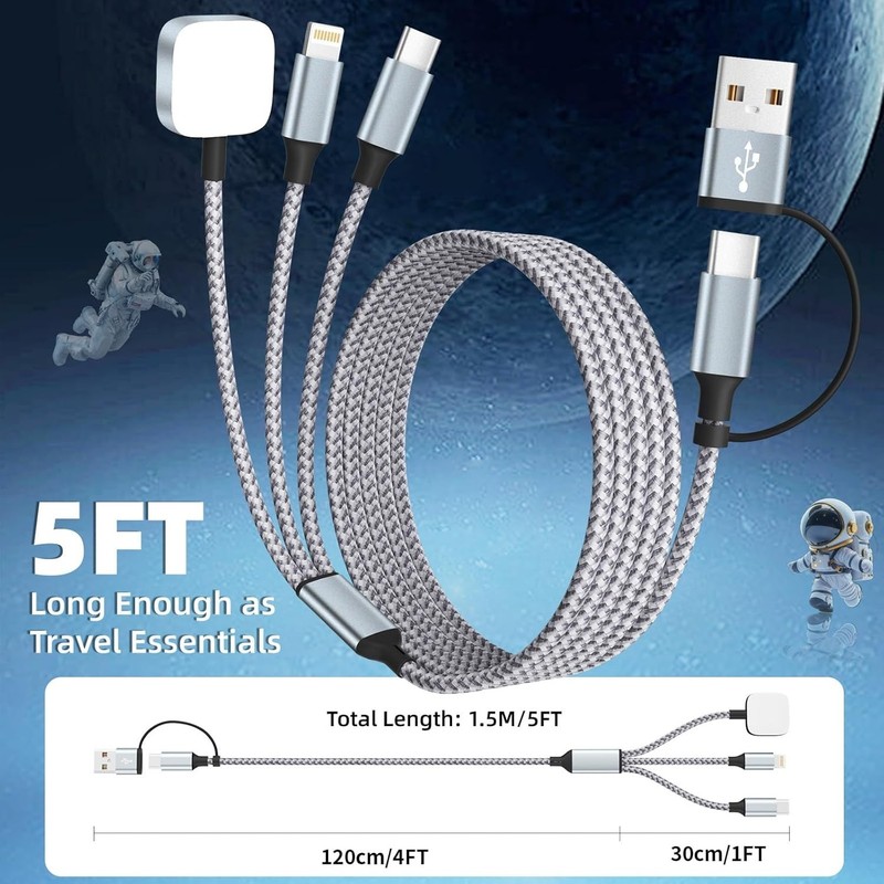 Lightweight 3-in-2 Multi Charging Cable for Travel - Compatible with iWatch gallery