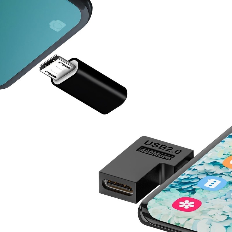 Compact 90-Degree USB-C to Micro USB Adapter - 3-Piece Set in Metallic Finish gallery