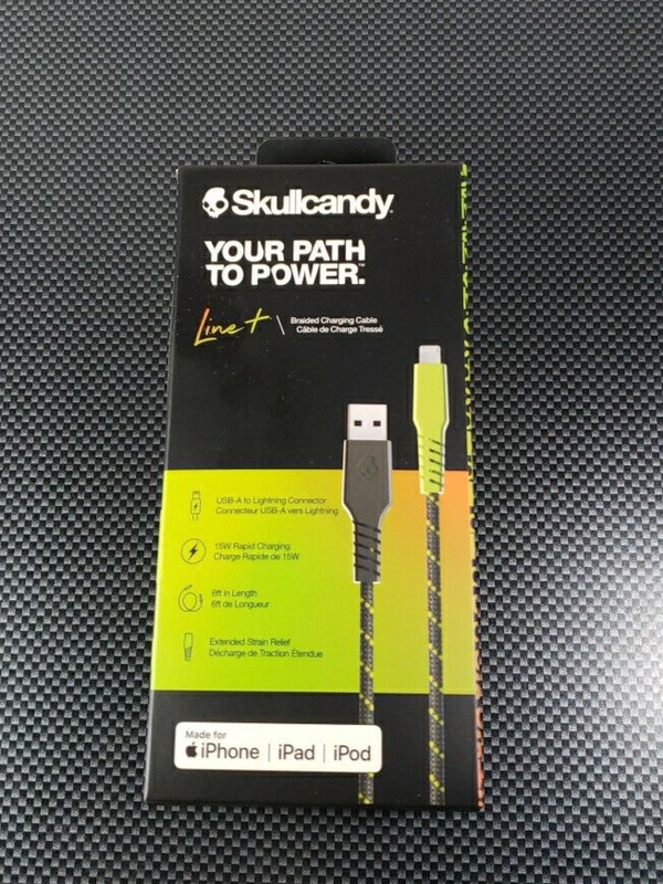 Skullcandy Line+ Braided Charging Cable USB-A To Apple 15W Rapid Charge 6 ft gallery