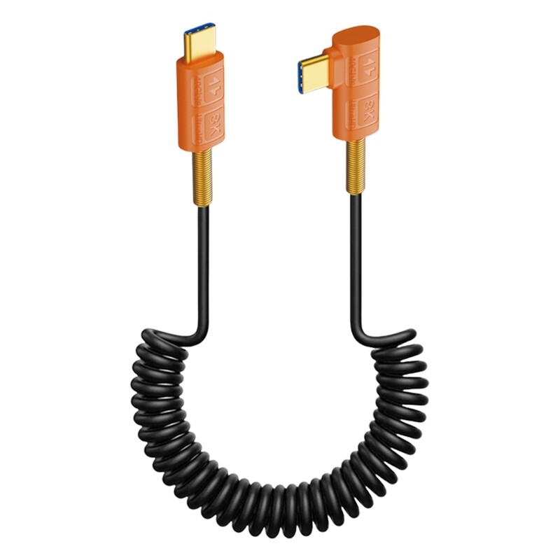 USB Type C Spring Coiled Cable Wire Double Male End Connectors Wire 240w Power gallery
