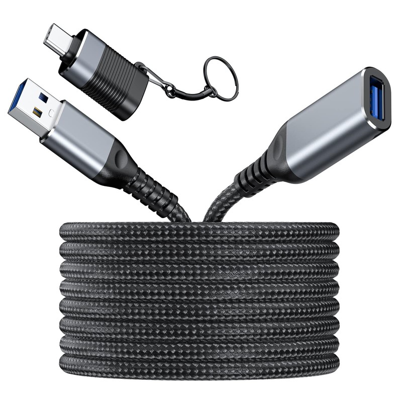 USB 3.0 Extension Cable 20FT Nylon Braided USB C Adapter Webcam PC Printer