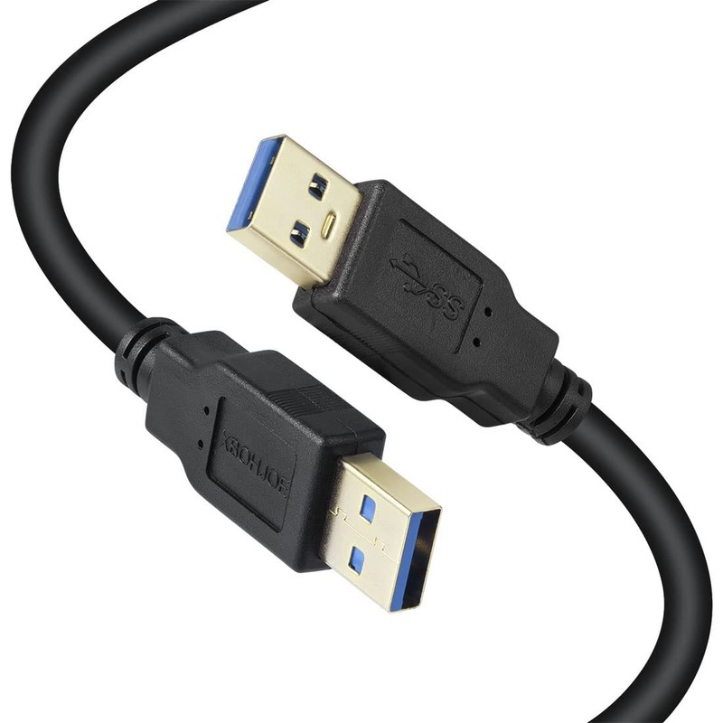 12FT Black USB 3.0 Male To Male Cable Type A 5 Gbps Double Cord Scanner