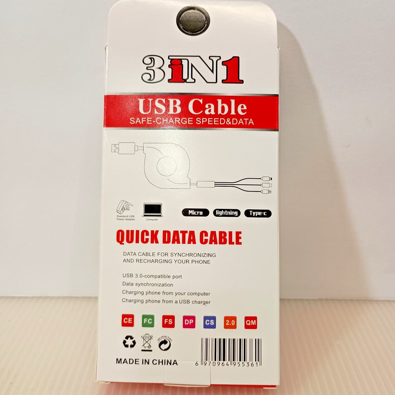 3 In 1 Multi Use Phone Cable Charger Retractable Cable Micro Light Type C New gallery