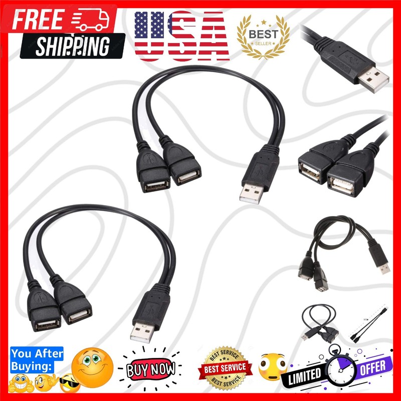 USB 2.0 Adapter, Dual USB Female Jack Y Splitter Charger Cable 2 Pack for Lap…