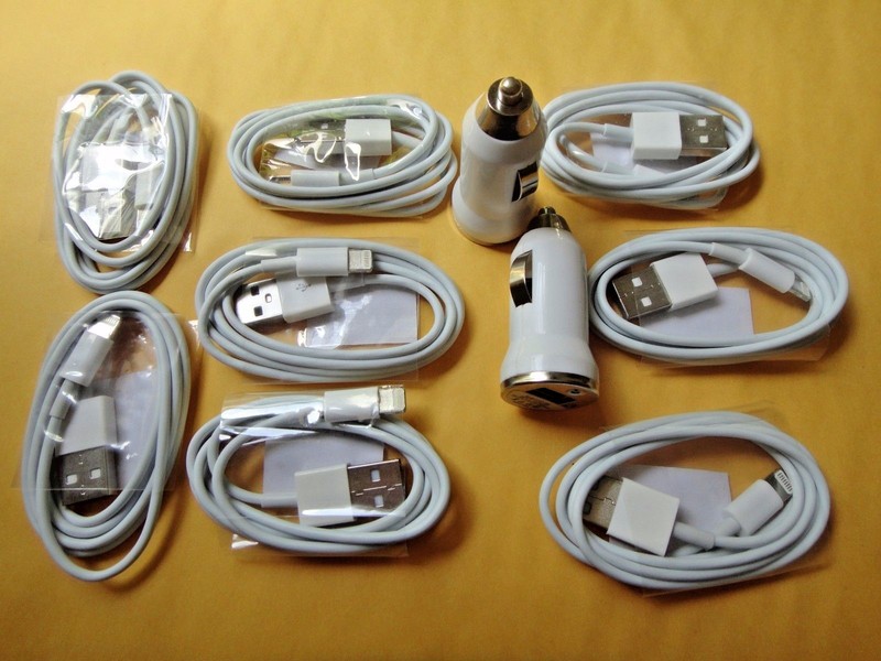 8X-8 Pin USB Charger Cable&2X-Universal DC CAR adapter for iPhone7 6 5 US Seller