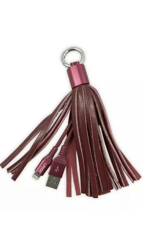 Urge Basics Pink USB Tassel Charm Keychain Charger, All Iphone Over 5 Series