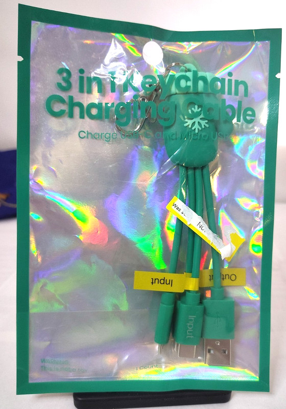 3in 15W 4-Port Keychain Fast Charge USB-A to USB-C & Micro-USB Cable Green