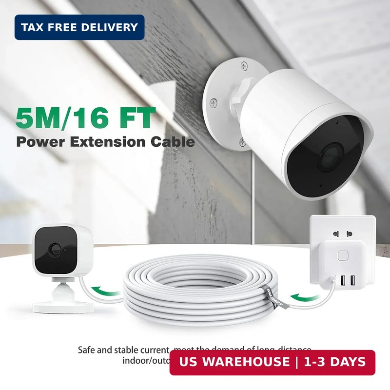 5M/16FT Micro USB Power Extension Cable Compatible with Wyze Cam V3, Wyze Cam Ou gallery
