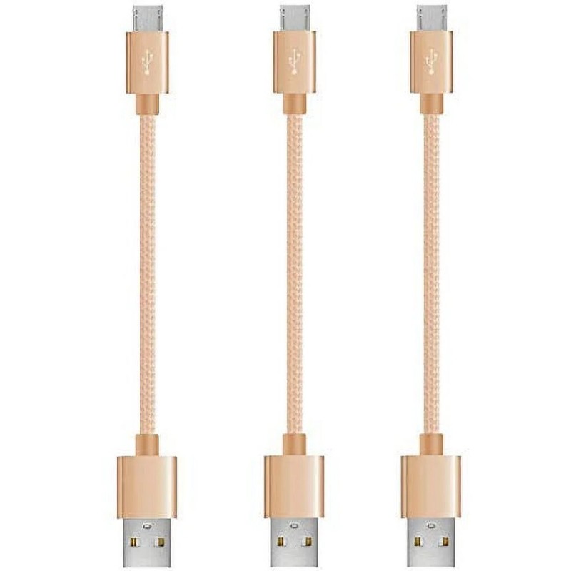 3x 20cm Short Braided Data Charging Micro USB Cable Cord for Android Phone Bulk