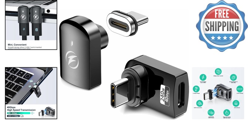 Magnetic USB C Adapter 2-Pack: 240W High-Speed Charging, 40Gbps Data Transfer gallery