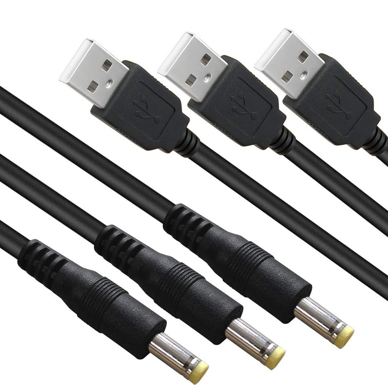 3 Packs 4FT USB 2.0 A Male to DC 4.0mm x 1.7mm 5 Volt DC Barrel Jack Power Ca…