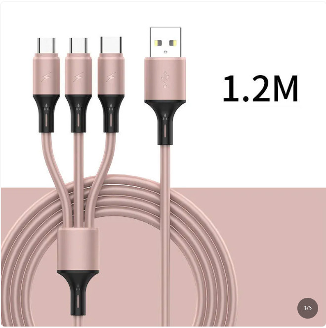 3 in 1 Fast Charging Cable Multi USB Cord Type C Micro iPhone Durable gallery