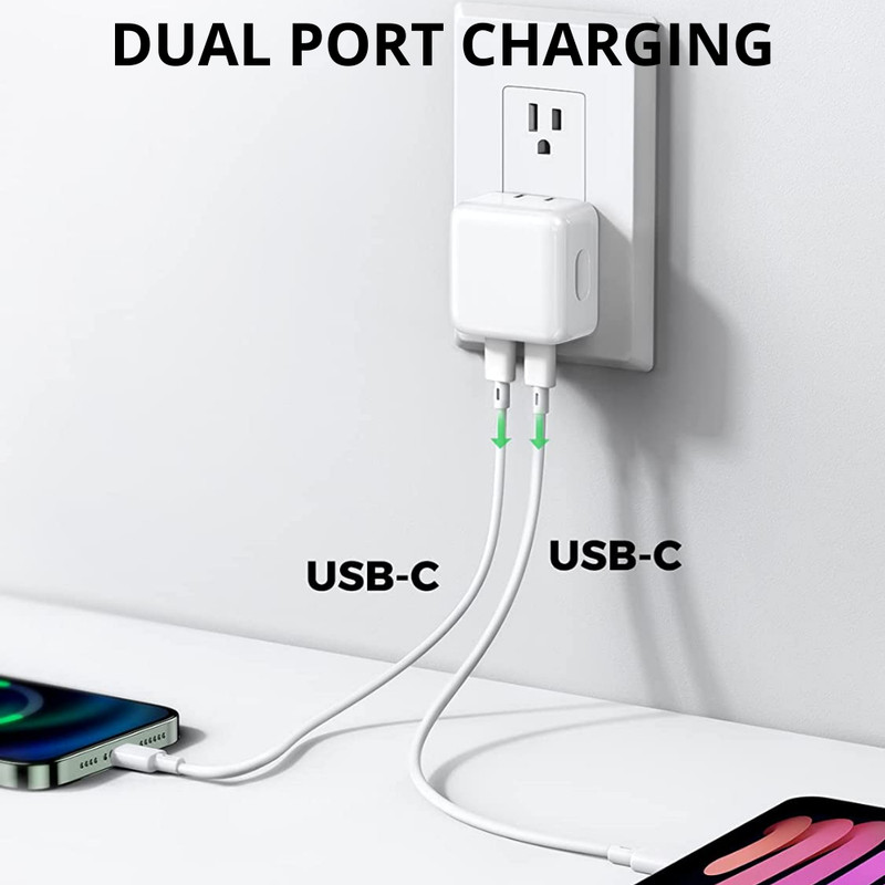 35W Dual PD Fast Charger Adapter USB-C Cable For iPhone 14 13 12 11 Pro Max XR 8 gallery
