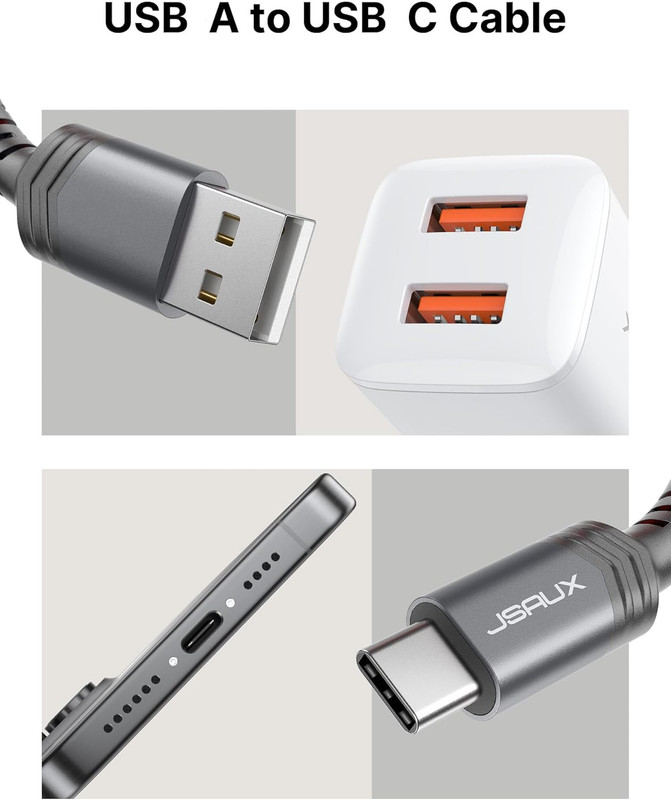 Cable USB C 3.1A Carga Rapida 3 Piezas 10 6.6 3.3 Pies USB A a Tipo C Cable gallery