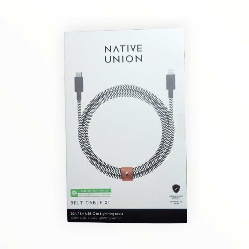 K5-O Native Union Belt XL 10ft USB-C to Lighting Charging Cable – Zebra