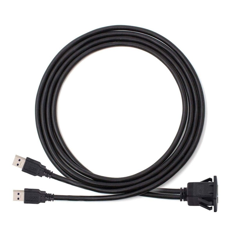 Waterproof Dual USB 3.0 Extension Latch Car Mount Flush AUX Cable Cord 1M gallery