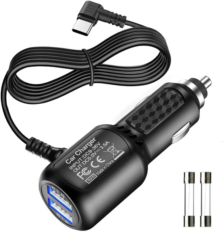 Gebildet Type C USB Power Cord Cable with Dual Port USB for Car Dashcam Camera C