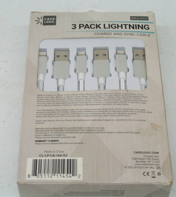 CASE LOGIC 3 PACK CHARGE AND SYNC CABLE (128561-2 N FF32)