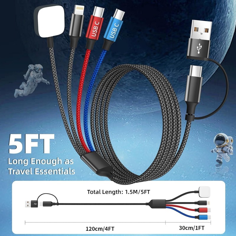 Dual Type-C Ports 4 in 2 Multi Charging Cable for iWatch Charger/iPhone 17 | ... gallery