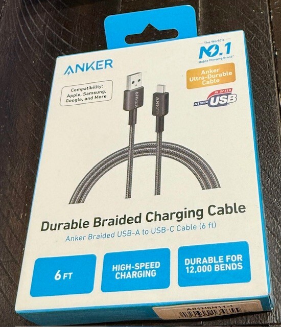 Anker 322 USB-A to USB-C Charging Cable 6ft Nylon Braided