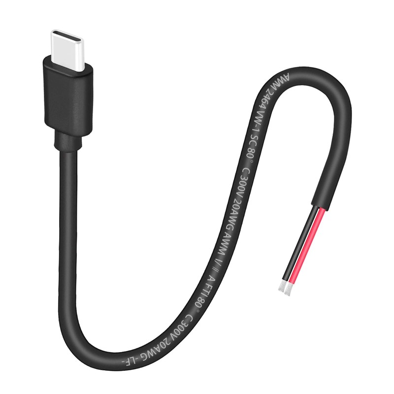4 PCS USB C Male 2 Pin Bare Cable 11 Inch 20AWG Type C Plug To 2Pin 5V/5A gallery