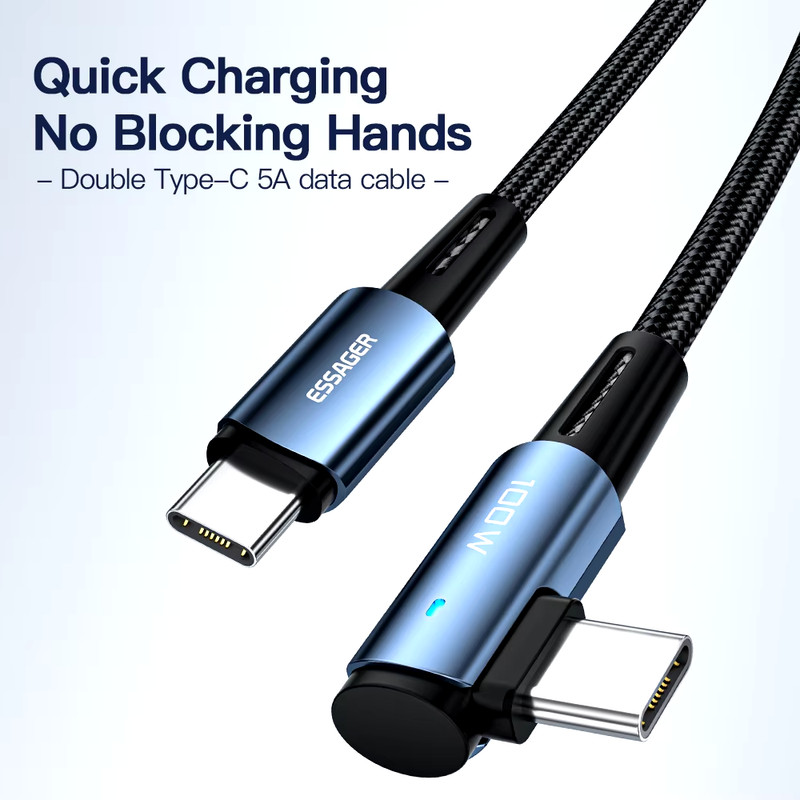 100W USB Type C to USB C Cable 90 Degree Angle for Ipad Macbook Pro Xiaomi Samsu gallery