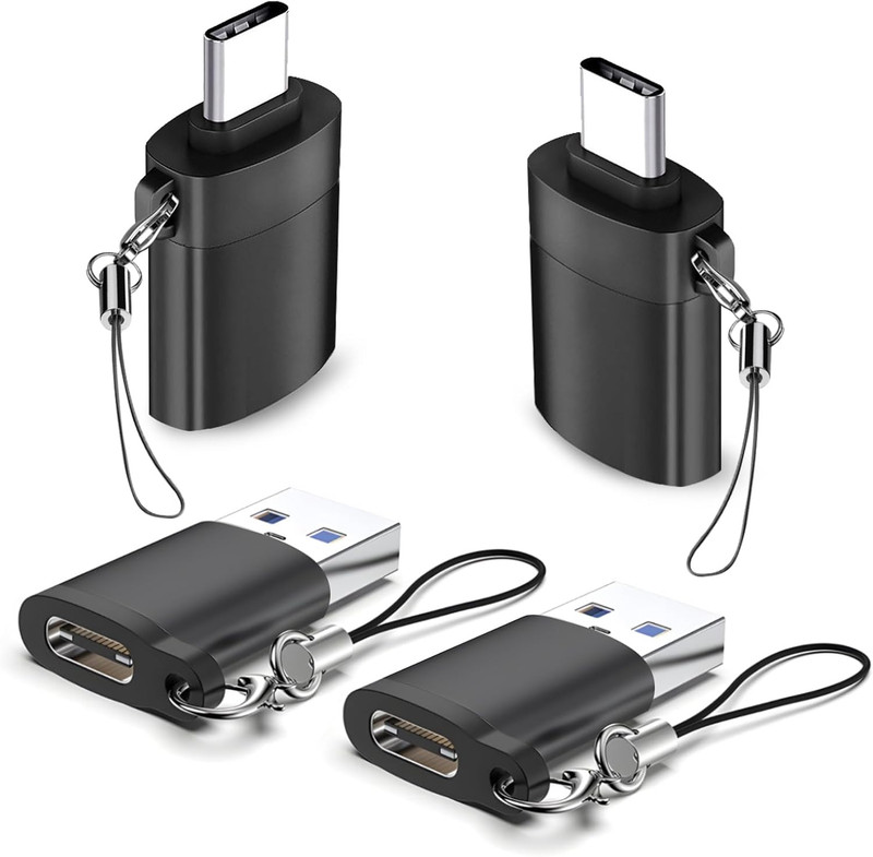 4 Pack USB to USB C Adapter, 2Pack Type C Female to a Male Converter，2Pack USB C