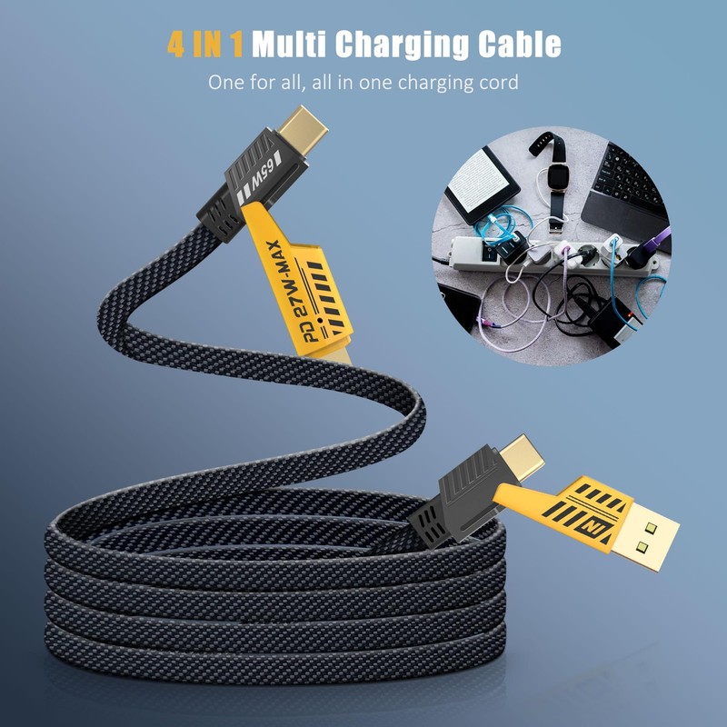 Multi Charging Cable 4-in-1, 6Ft Fast Charging Cable Universal Charging Cord ... gallery