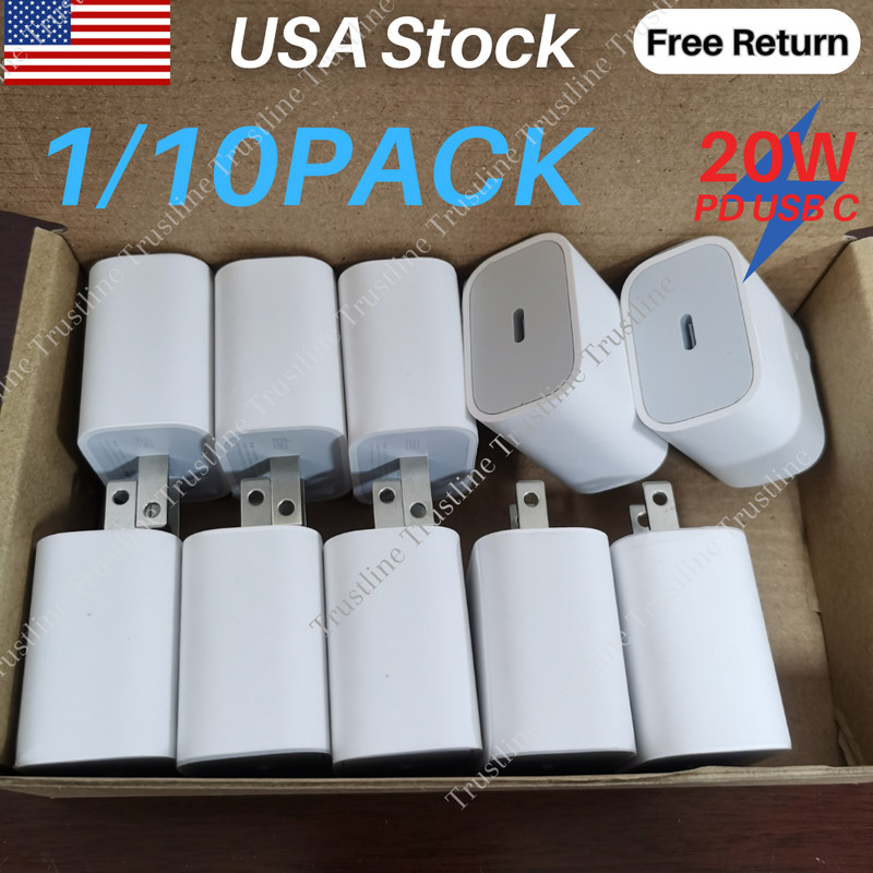 1/10Pack 20W USB-C Wall Charger Power Block For iPhone 15 14 13 12 11 ProMax Lot
