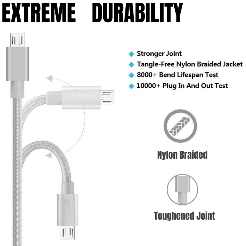 10FT Braided Micro USB Charger Cable Data Charger Cord For Android Samsung LG gallery
