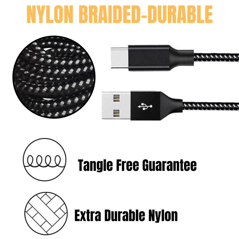10Ft Fast Charging USB C Type C Cable Heavy Duty Data SYNC For Android Samsung gallery