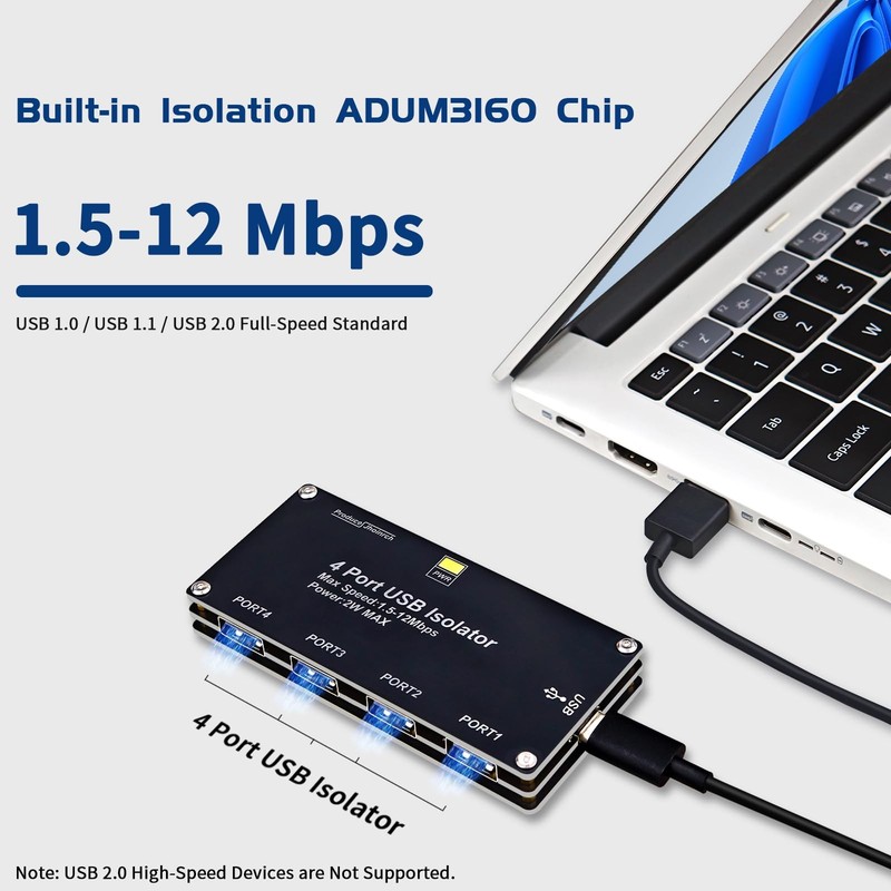 4 Port USB Isolator Adum3160 Chip 2W 5V Regulated Power 12Mbps 1.5KV Adapter gallery