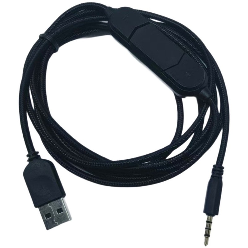 2 Meter USB Headphone Sound Card Cable Black for 3 5mm Gaming Headsets