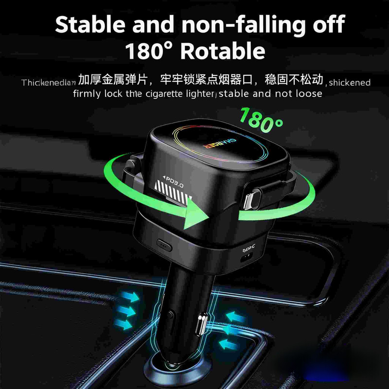 Emergency Car Charger 45W with Window Breaker, PD Fast Charge & Mood Light gallery