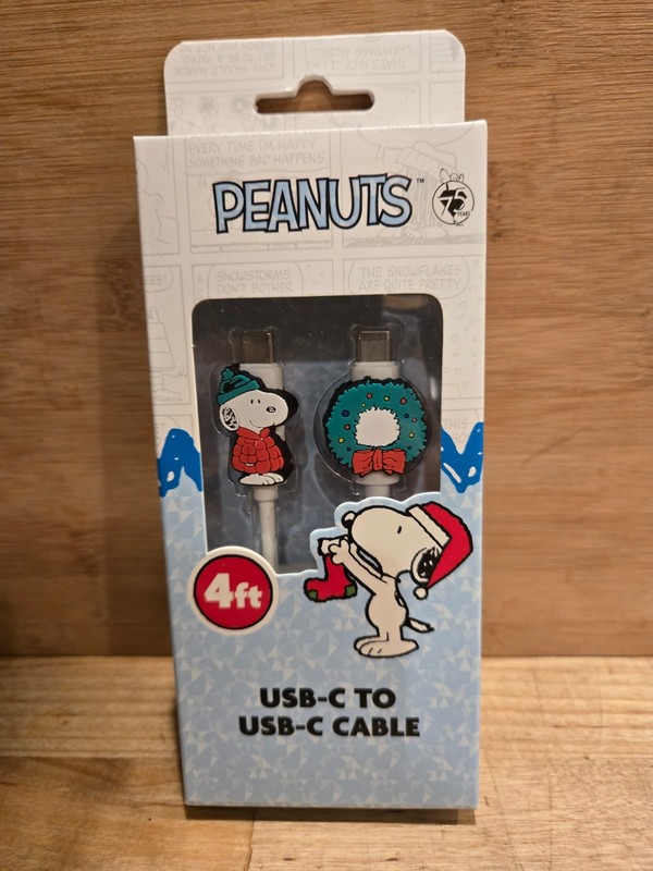 🎄 Peanuts USB-C Charging Cable Snoopy/Tree/Wreath 4FT Data/Sync Cord-*You Pick*