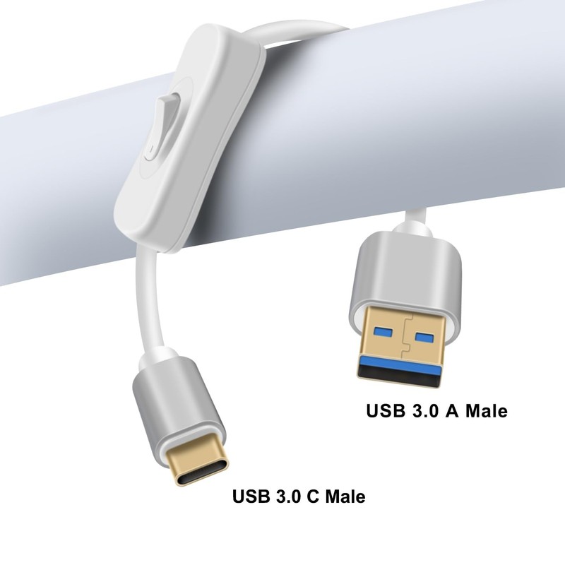 1 PC USB A 3.0 To USB C Cable With Switch 5Gbps Charging Data White 0.6m Cord gallery